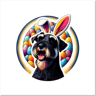 Giant Schnauzer Enjoys Easter with Bunny Ears Posters and Art